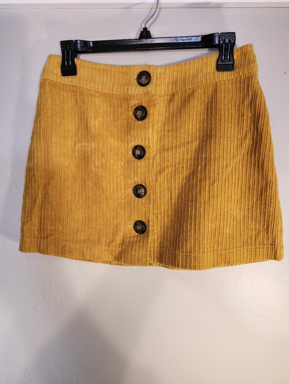 Sky & Sparrow Button-Front Mustard Corduroy Mini Skirt